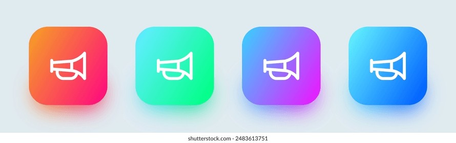 Horn line icon in square gradient colors. Trumpet signs vector illustration.