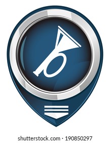 Horn. Map pointer. Vector illustration.