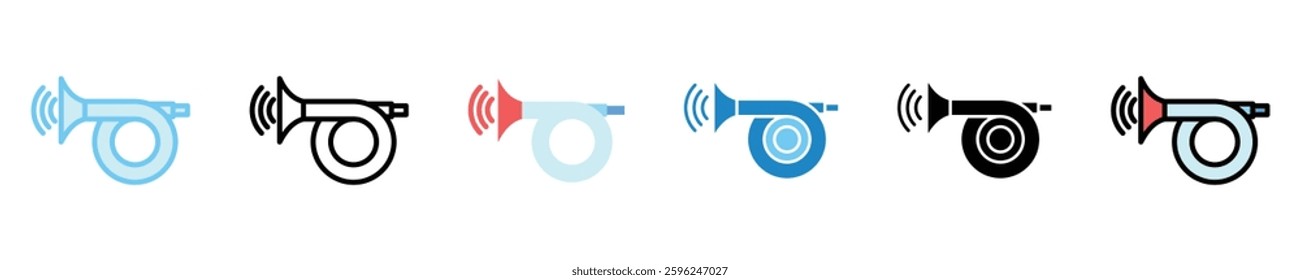 Horn multi style icons set. use for modern concept, print, UI, UX kit, web and app development. Vector EPS 10, related to car service, auto garage, car spare part.
