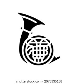 horn orchestra musician instrument glyph icon vector. horn orchestra musician instrument sign. isolated contour symbol black illustration