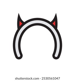 Cuerno con diseño de diadema para Halloween tema icono, Ilustración vectorial, aislado en el fondo blanco. 