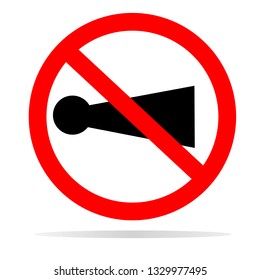 horn prohibited with shadow on white background. flat style. horn prohibited icon for your web site design, logo, app, UI. no sound symbol. don't use horn traffic sign. 