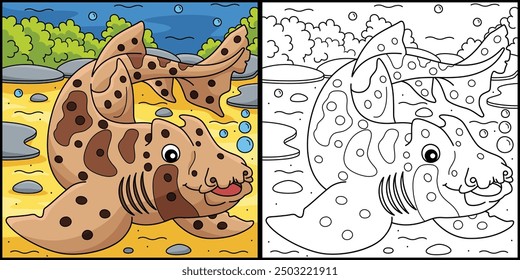 Horn Shark Coloring Page Colored Illustration