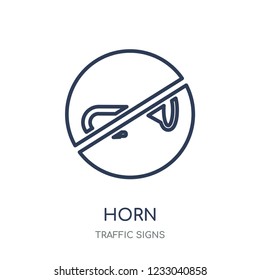 Horn sign icon. Horn sign linear symbol design from Traffic signs collection. Simple outline element vector illustration on white background