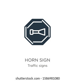 Horn sign icon vector. Trendy flat horn sign icon from traffic signs collection isolated on white background. Vector illustration can be used for web and mobile graphic design, logo, eps10