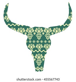 Horn Silhouette, Animal Abstract. Cow Skull, Boho Style