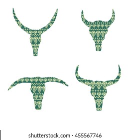 Horn Silhouette, Animal Abstract. Cow Skull, Boho Style