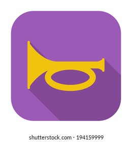 Horn. Single flat color icon. Vector illustration.