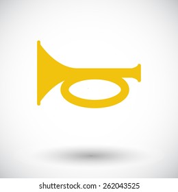 Horn. Single flat icon on white background. Vector illustration.