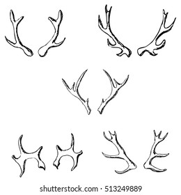 Horn Sketch Deer Pencil Drawing By Stock Vector (Royalty Free ...