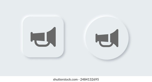 Horn solid icon in neomorphic design style. Trumpet signs vector illustration.