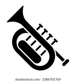 Horn solid icon, Oktoberfest concept, wind musical instrument sign on white background, French horn icon in glyph style for mobile concept and web design. Vector graphics