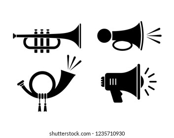 Horn sound vector icon illustrations set  isolated on white background