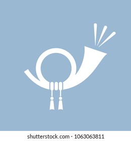 Horn sound vector pictogram illustration isolated on blue background