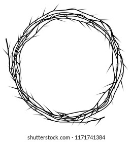 Horn of a thorn. Black and white vector element.