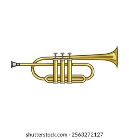 horn trumpet cartoon. valves bell, mouthpiece orchestra, band solo horn trumpet sign. isolated symbol vector illustration