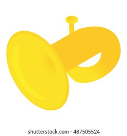 Horn trumpet icon in cartoon style isolated on white background. Musical instrument symbol vector illustration
