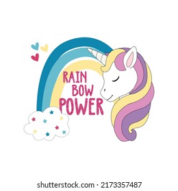 horn unicorn animal rainbow tee slogan heart love star cloud sky glitter text line tee illustration art vector