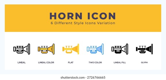 Horn-Vektorsymbol. mit verschiedenen Stilen, Vektorgrafik.
