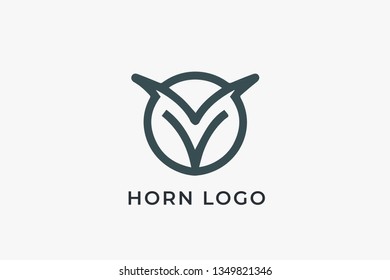 horn Vector logo design template for business. bull, buffalo, cow sign