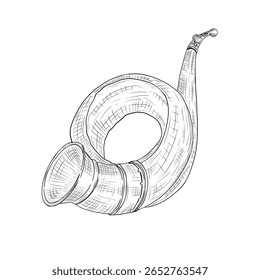 horn vector sketch line art hand drawn illustration 