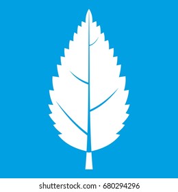 Hornbeam leaf icon white isolated on blue background vector illustration