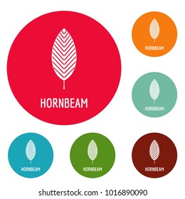 Hornbeam leaf icons circle set vector isolated on white background