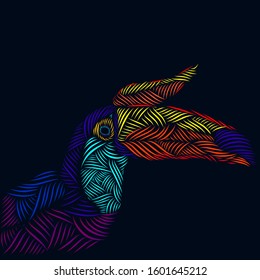 The hornbill animal line pop art portrait colorful logo design