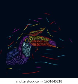 The hornbill animal line pop art portrait colorful logo design