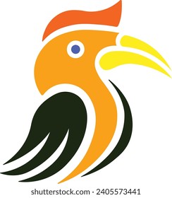 Ilustración del vector de dibujos animados de aves de Hornbill