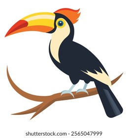 A hornbill bird set on the branch