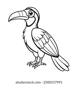 Hornbill Bird Vektorgrafik - Cartoon, Clipart und Line Art Design