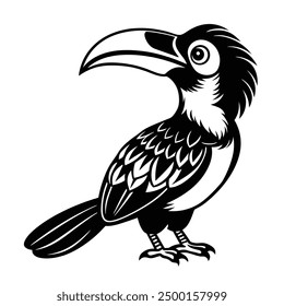 Hornbill Bird Vektorgrafik - Cartoon, Clipart und Line Art Design