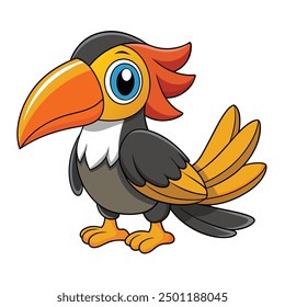 Hornbill Bird Vector Illustration - Cartoon, Clipart, and Line Art Design