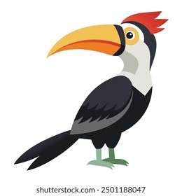 Hornbill Bird Vector Illustration - Cartoon, Clipart, and Line Art Design