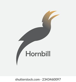 Hornbill bird vector logo in minimalist colors