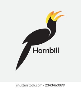 HornBill-Vogel-Vektorlogo in minimalistischen Farben