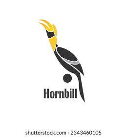 Hornbill bird vector logo in minimalist colors