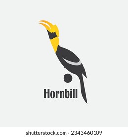 HornBill-Vogel-Vektorlogo in minimalistischen Farben