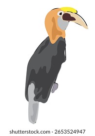 Hornbill en línea continua dibujando sobre fondo blanco.
