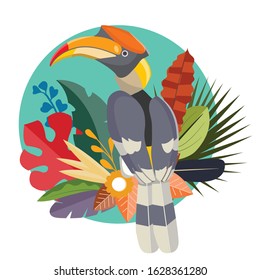 Hornbill In The Forest Vector