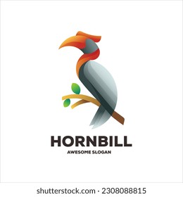 ilustración abstracta del logotipo de diseño de gradiente de hornbill