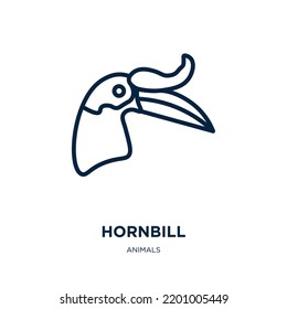 hornbill icon from animals collection. Thin linear hornbill, bird, animal outline icon isolated on white background. Line vector hornbill sign, symbol for web and mobile