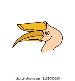 Hornbill icon. Cartoon Hornbill vector icon for web design isolated on white background