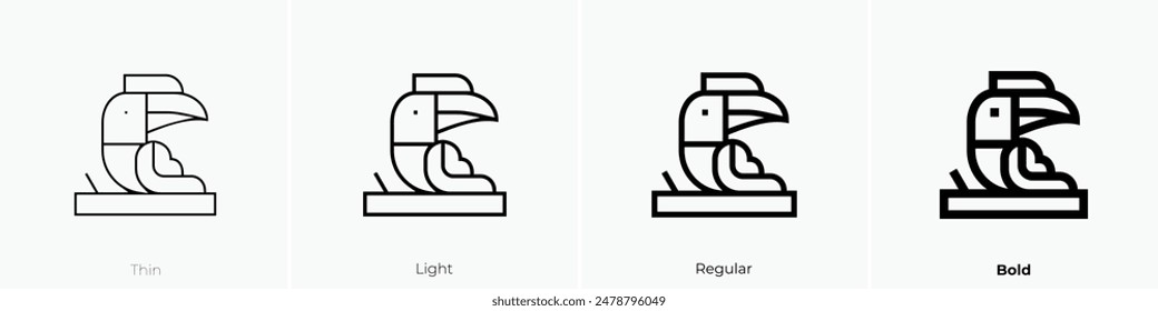 Hornbill-Symbol. Dünnes, leichtes Regular- und Bold-Design isoliert auf weißem Hintergrund