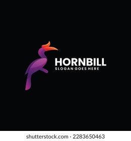 diseño de logotipo de hornbill degradado colorido