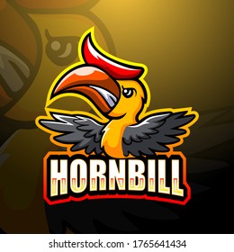 Hornbill mascot esport logo design