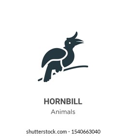 Hornbill vector icon on white background. Flat vector hornbill icon symbol sign from modern animals collection for mobile concept and web apps design.
