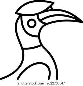 Diseño de iconos de la línea del vector Hornbill
