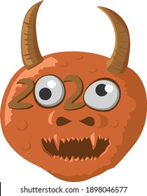 Horned 2020 monster vector illustration icon